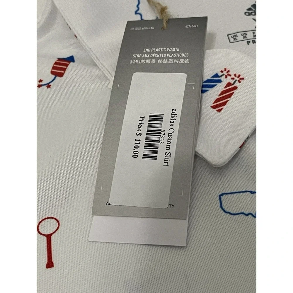 Adidas Prime Green Golf Polo Shirt Size XL White 4th Of July Custom $110 - Picture 5 of 8